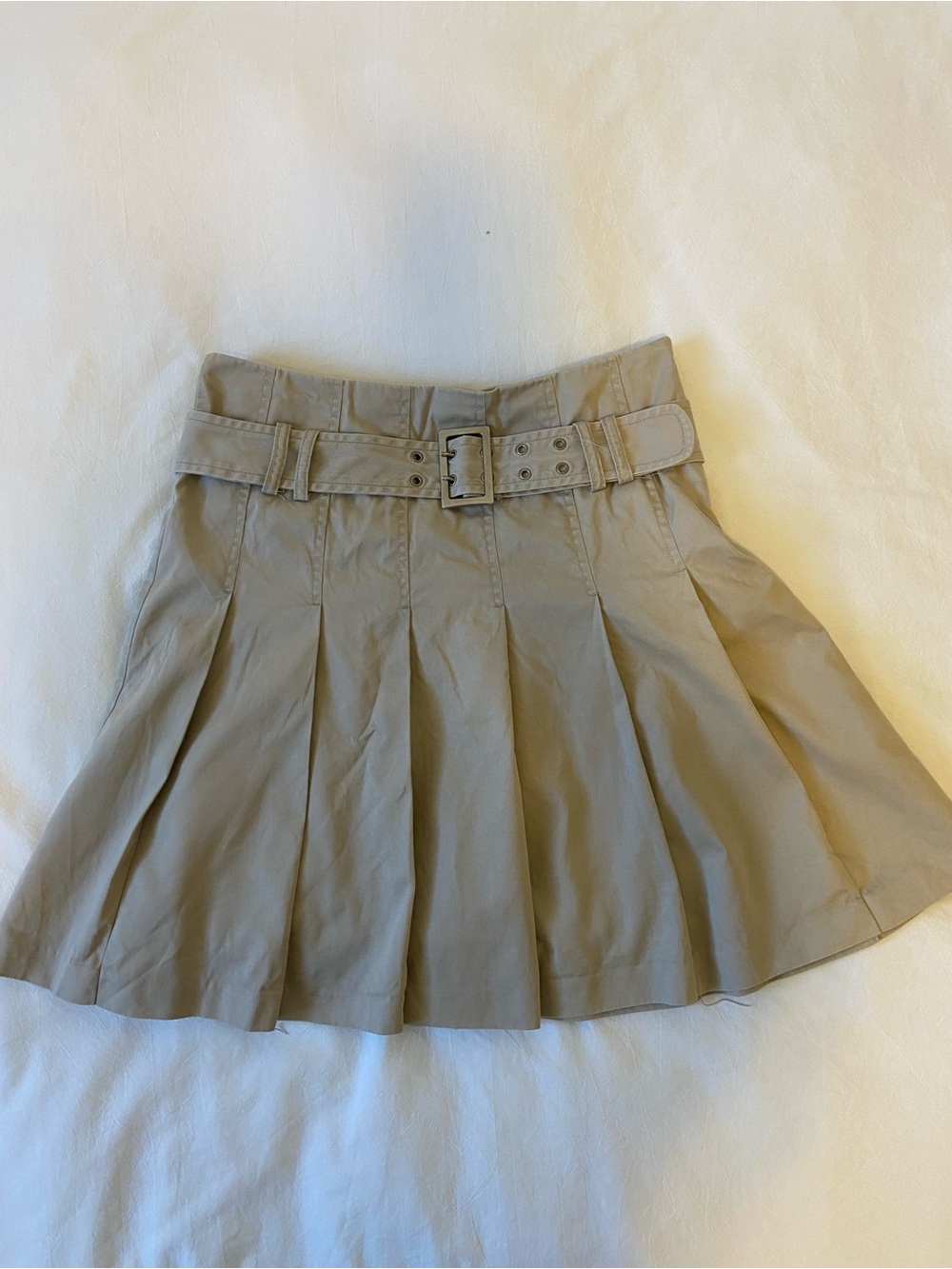 Esprit Beige Pleated Belted Skater Skirt
